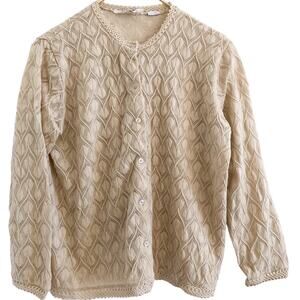 Voguemont 1960s Vintage Cardigan Sweater Crochet Small